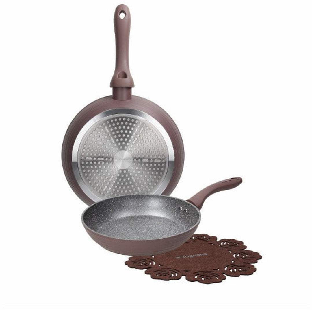 Tognana Non-Stick Aluminium Cookware Set 2 Pans Cm 24 & 28 Cookcircle Ardesia-Cacao