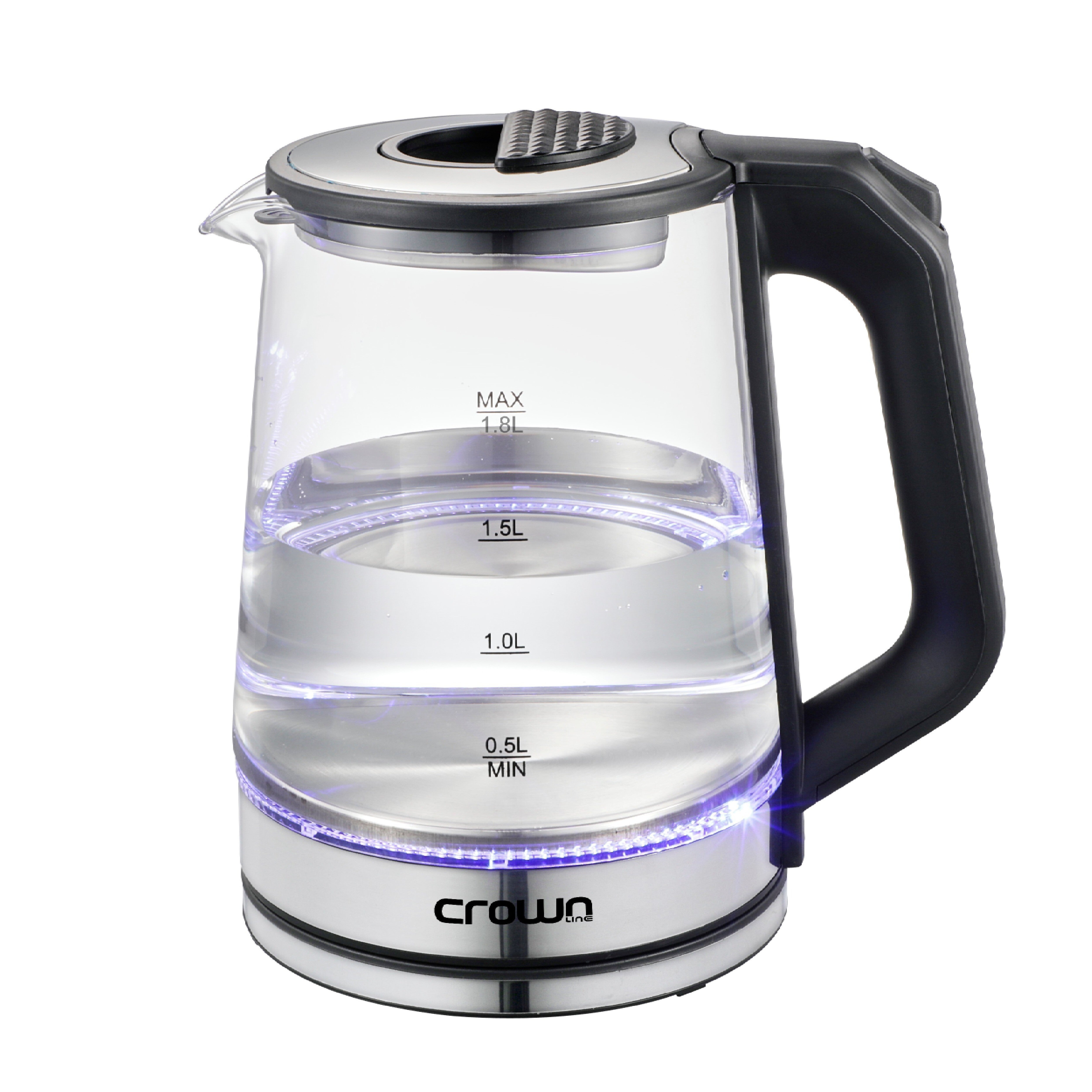 Crownline KT-414 1.8L electric glass kettle with blue LED lighting- cookette