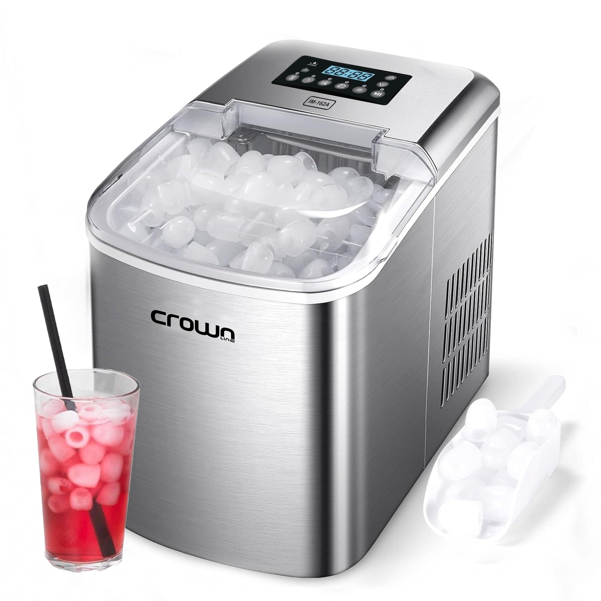 Crownline IM-162A sitting on a kitchen counter next to a cold drink.