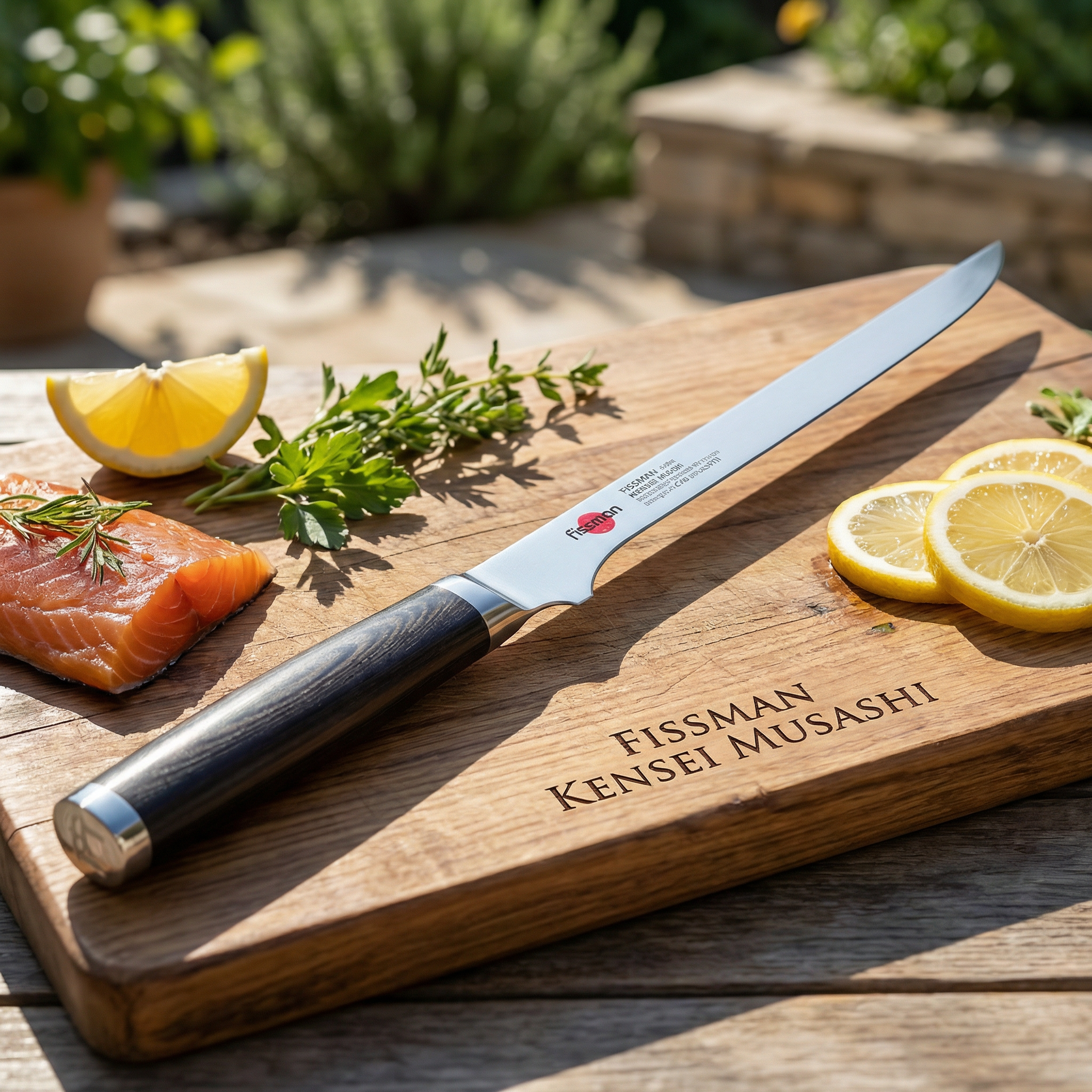 Fissman 8" Slicing Knife SAMURAI MUSASHI 20 cm (Steel DAMASCUS)