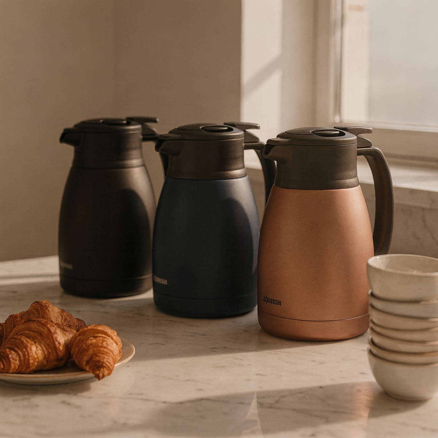 Zojirushi Stainless Steel Thermal Carafe SH-HC10/15/19 - Vacuum Insulated, Leak-Proof, One-Handed Operation, Keeps Drinks Hot/Cold