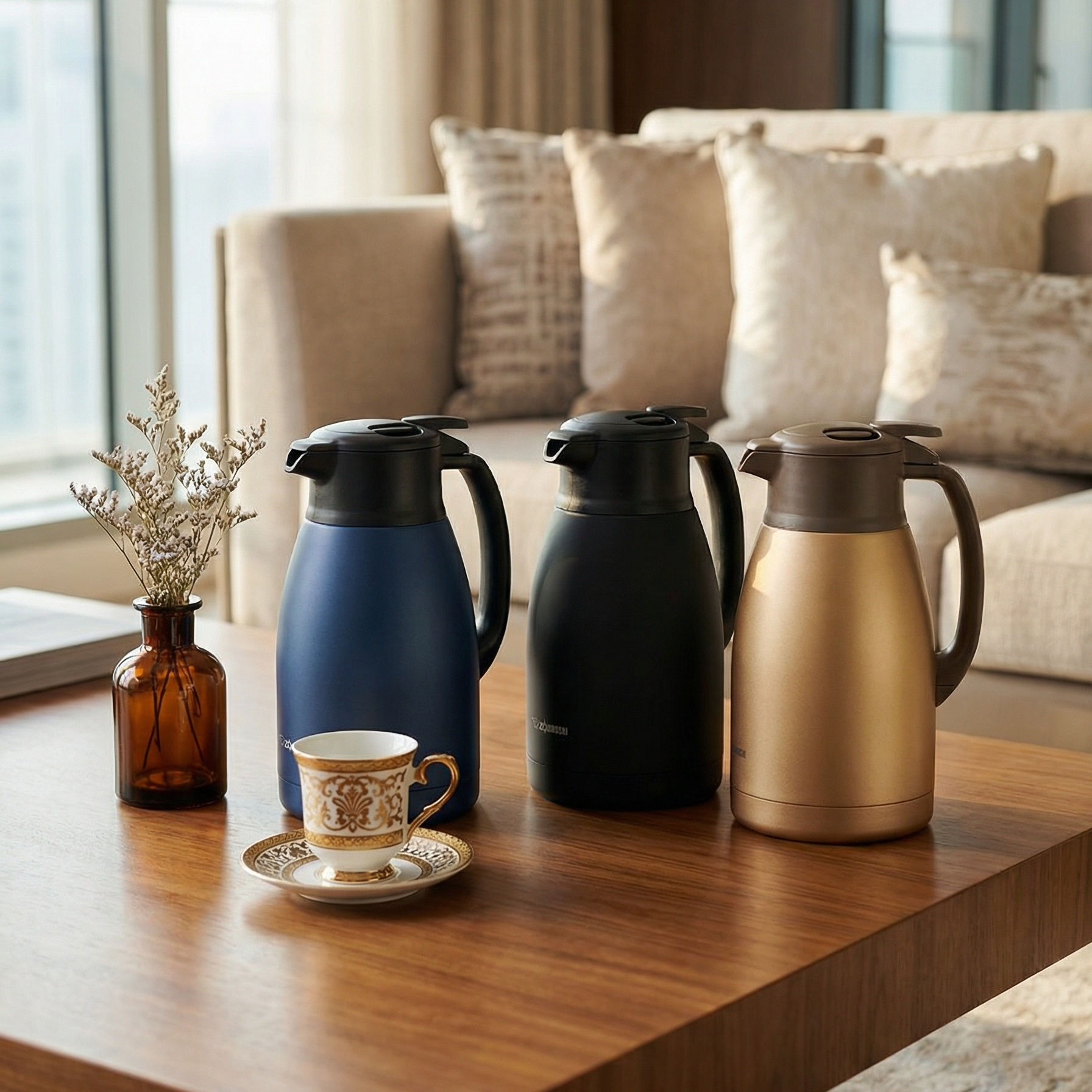 Zojirushi Stainless Steel Thermal Carafe SH-HC10/15/19 - Vacuum Insulated, Leak-Proof, One-Handed Operation, Keeps Drinks Hot/Cold