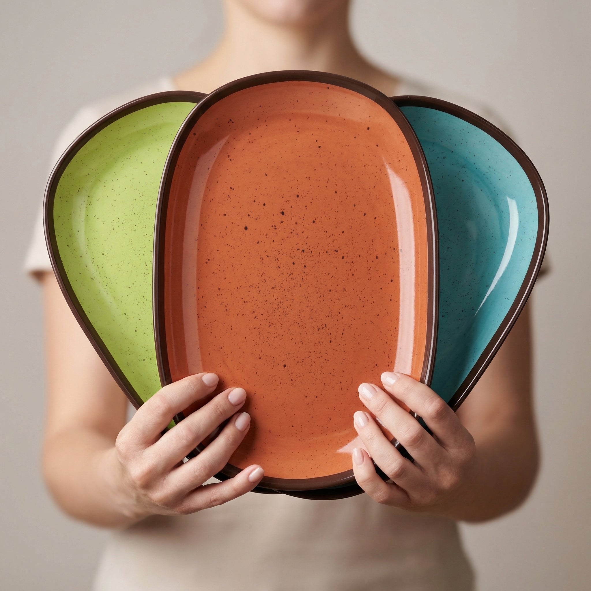 Tognana Melamine Oval Serving Tray (32x22cm) – Shatterproof Orange Show Plate