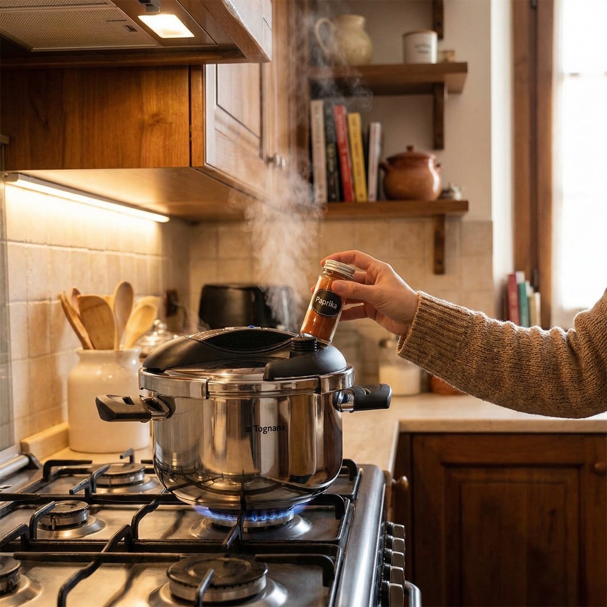 Tognana pressure cooker on gas 
