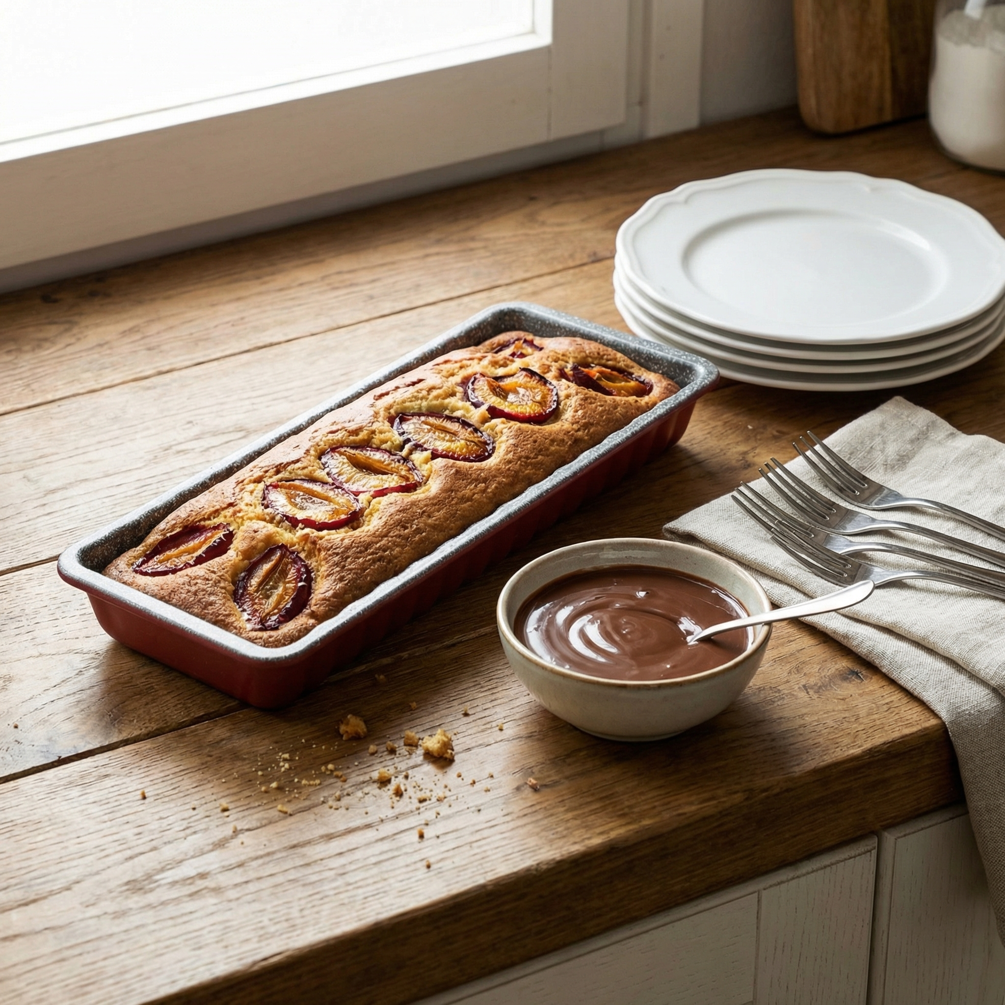 Tognana Sweet Cherry Wavy Plum Cake Mould – 30x10 cm -Non-Stick Loaf Pan (Cherry & Grey)