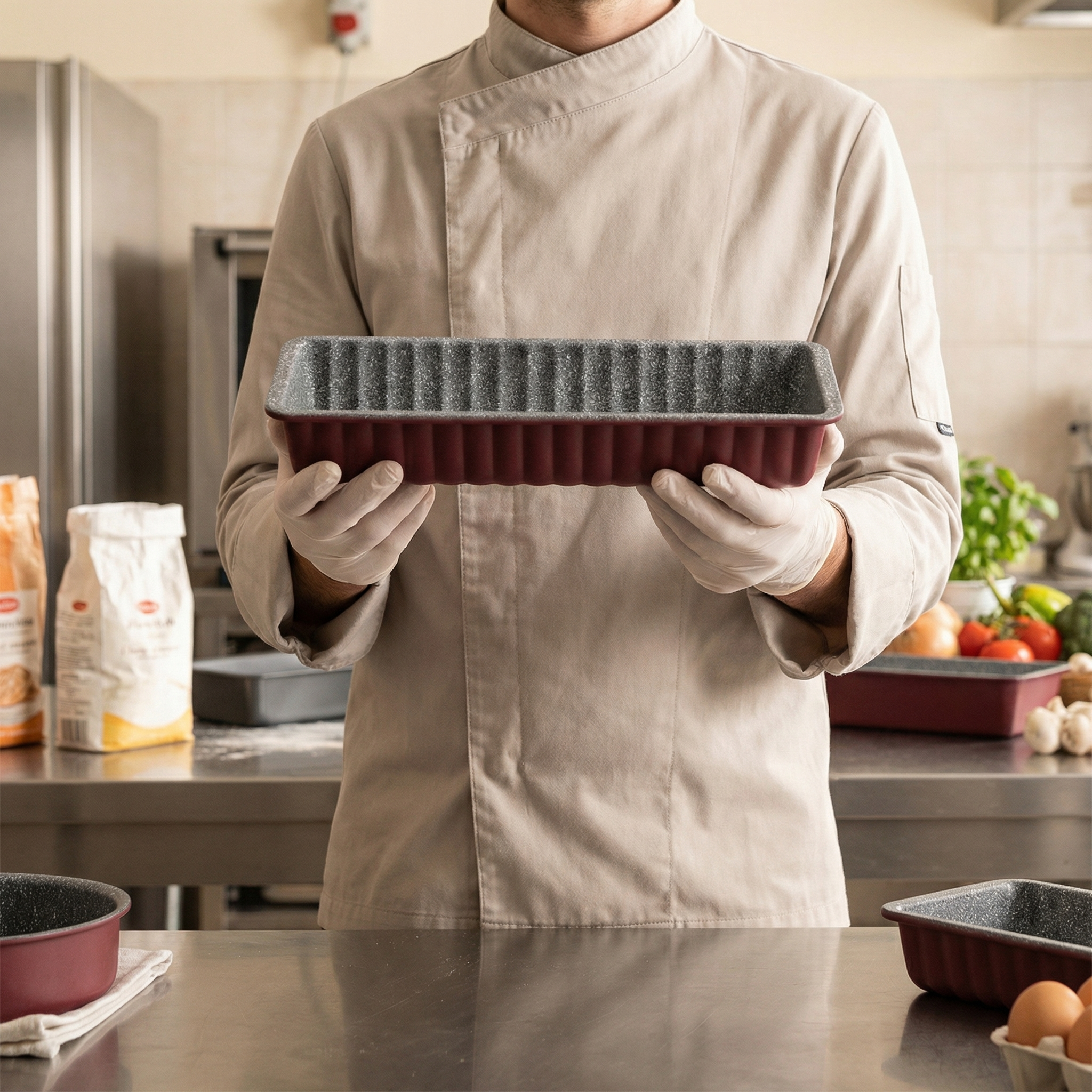 Tognana Sweet Cherry Wavy Non-Stick 30cm Plum Cake Mould - cherry & Grey Loaf Pan