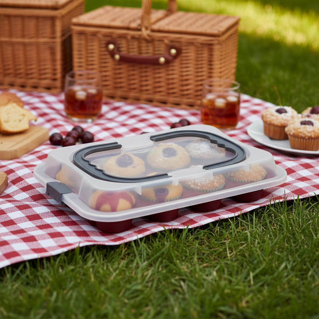 Tognana Sweet cherry 12-Cup Non-Stick Muffin Tray with Travel Lid | 37x25x7cm