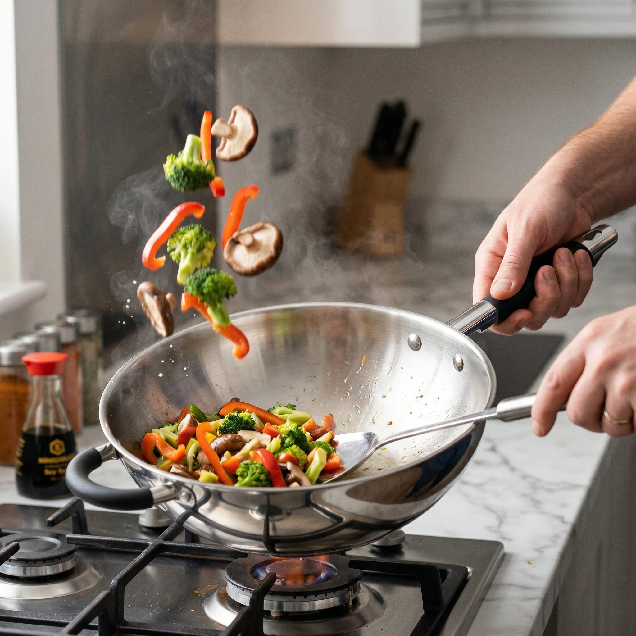 Art Couisine 28Cm Ss Stir Fry Wok W/ Helper Without Lid  # 1381