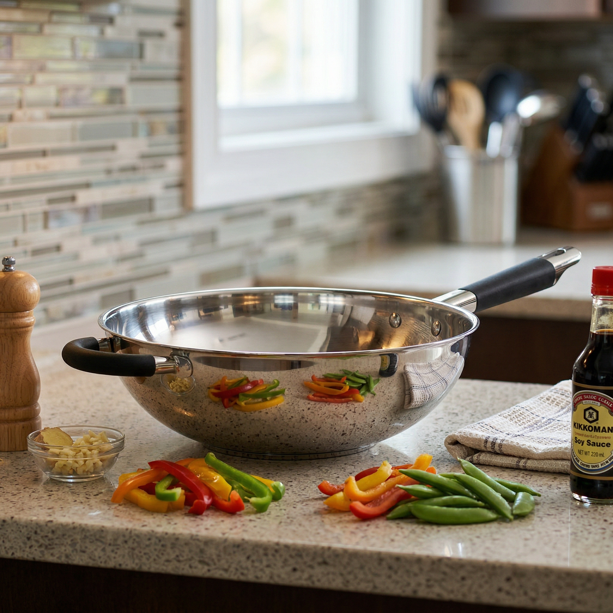 Art Couisine 28Cm Ss Stir Fry Wok W/ Helper Without Lid  # 1381