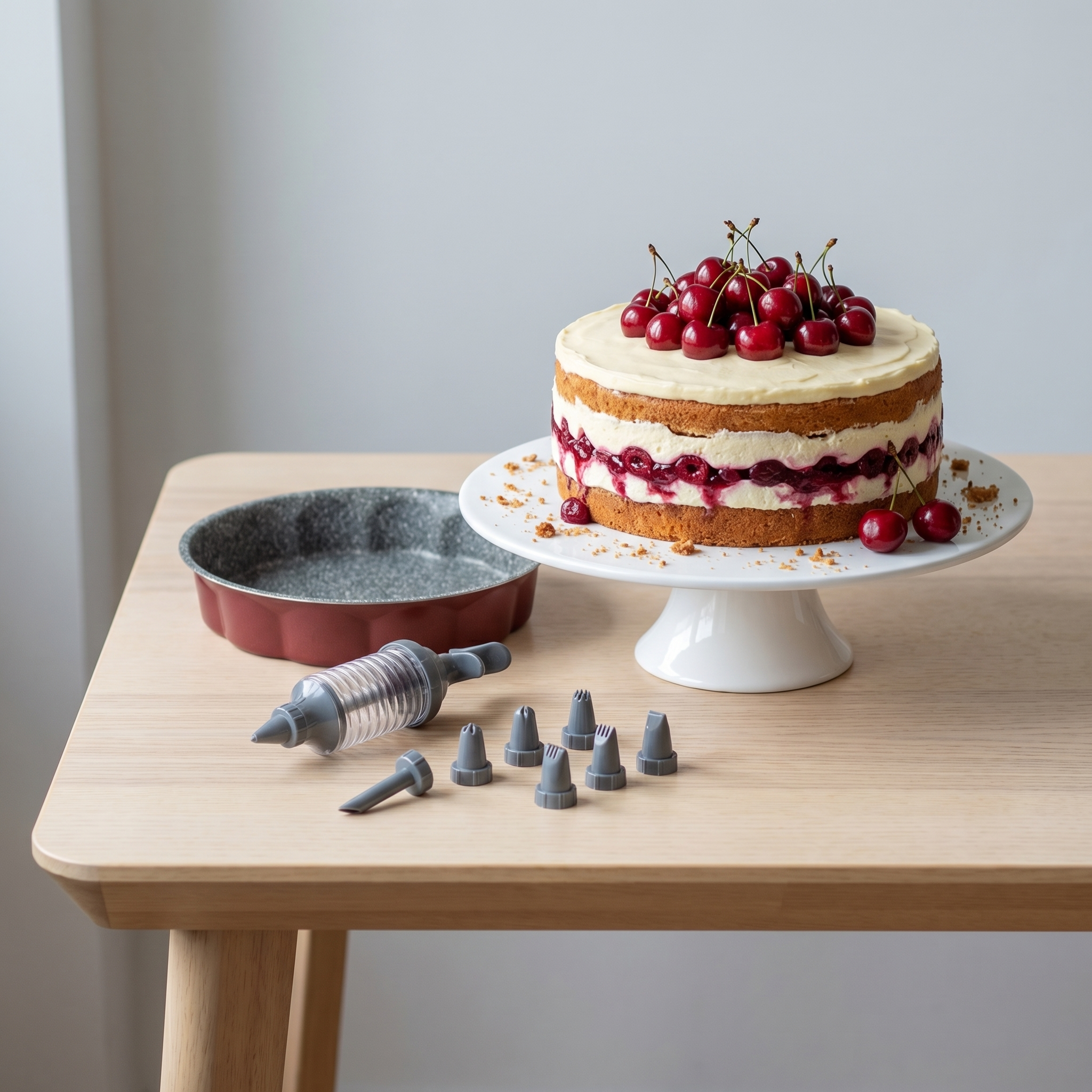 Tognana Sweet Cherry Baking Tray 26cm & Decorating Syringe Set