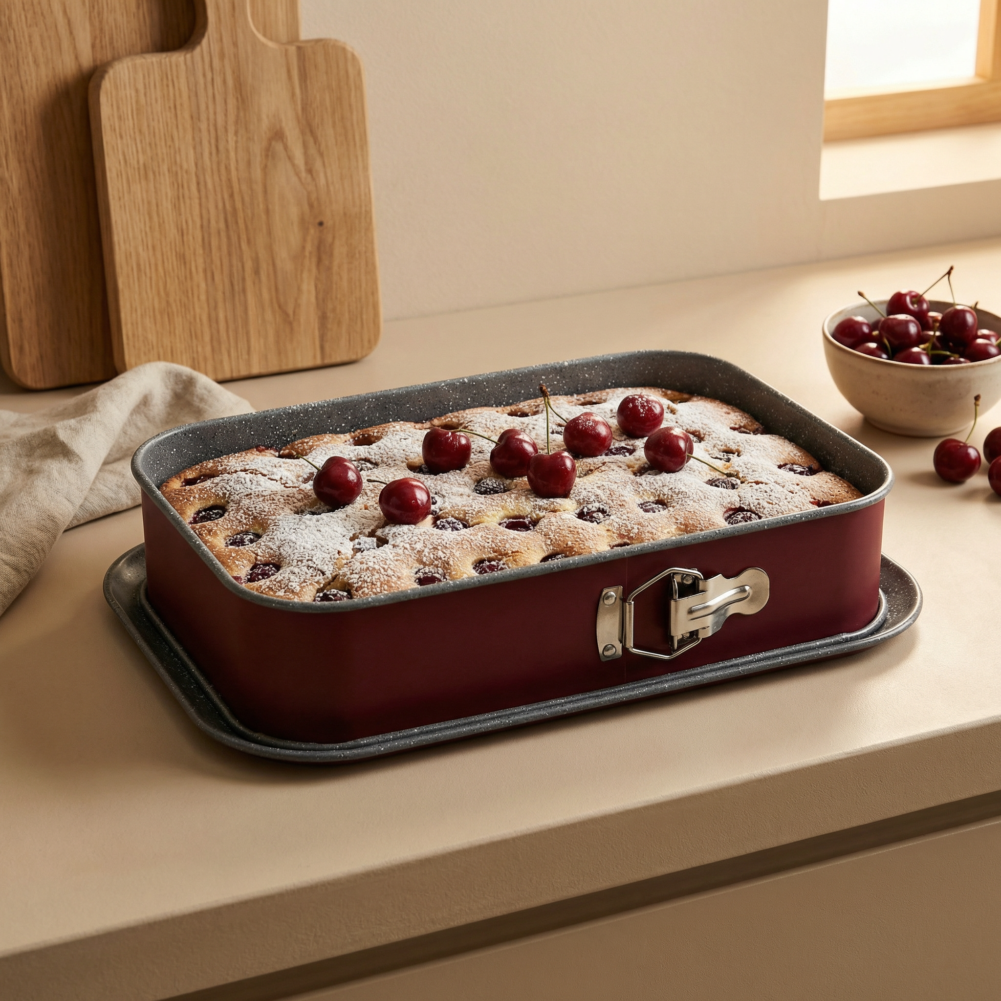Non-stick rectangular baking pan for cheesecakes and traybakes