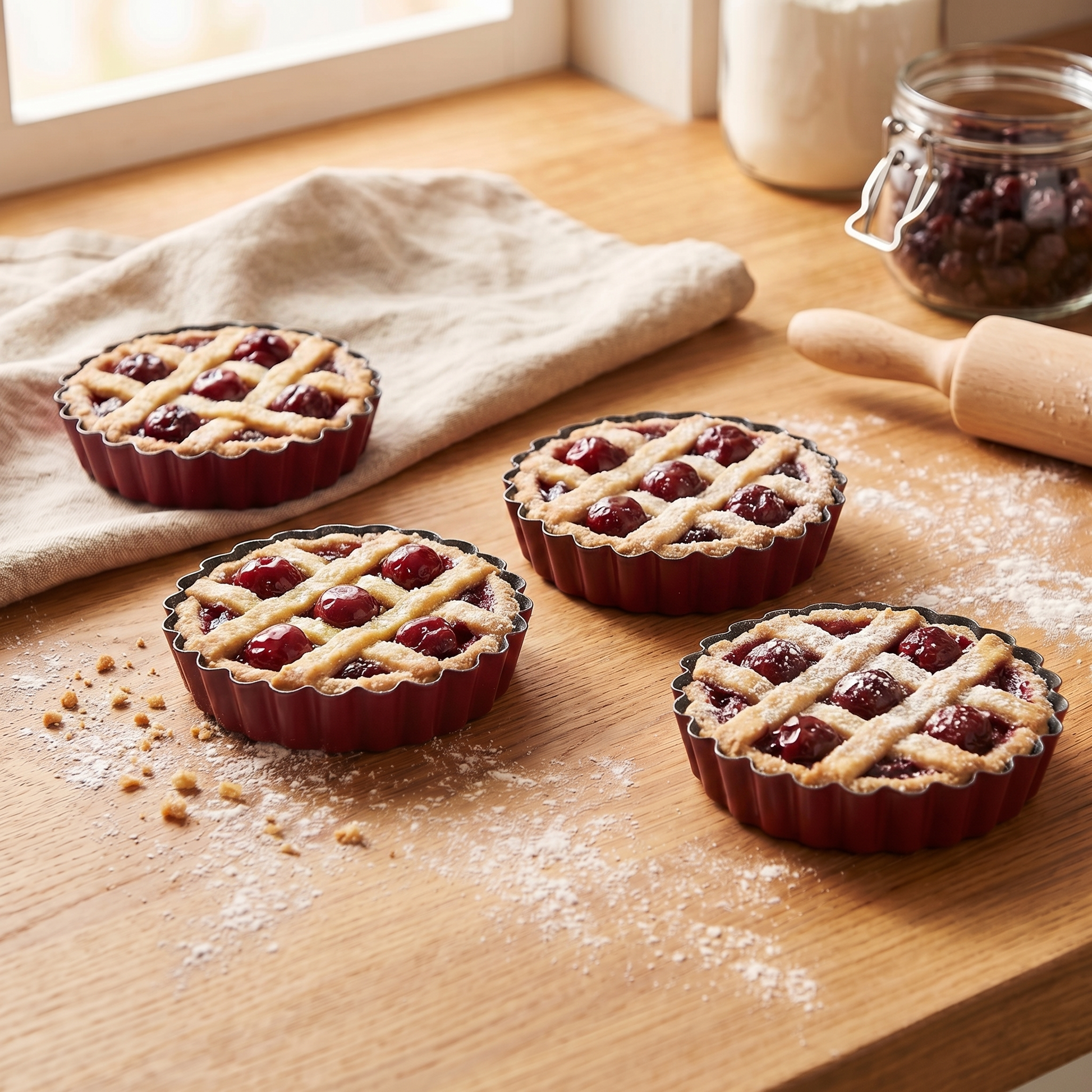 Fluted edge non-stick mini tart pans for individual desserts