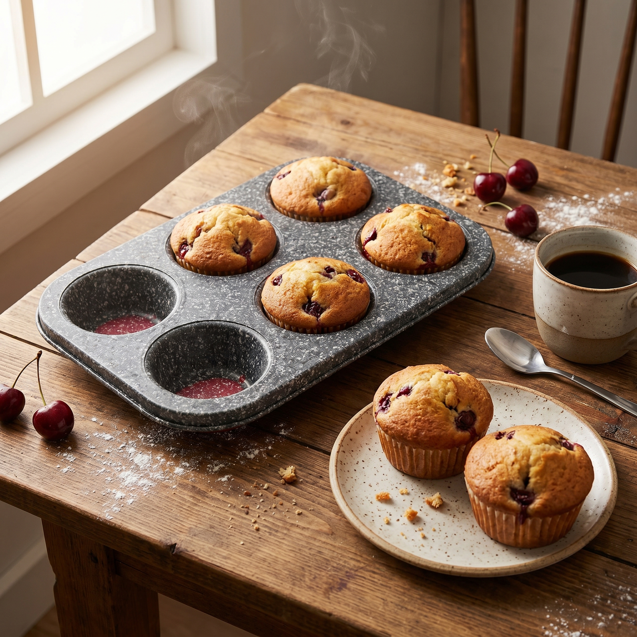 Tognana Non-Stick Carbon Steel 6-Cup Muffin Tray – Sweet Cherry Bakeware, Durable & Easy to Clean, PFOA-Free, Food Grade