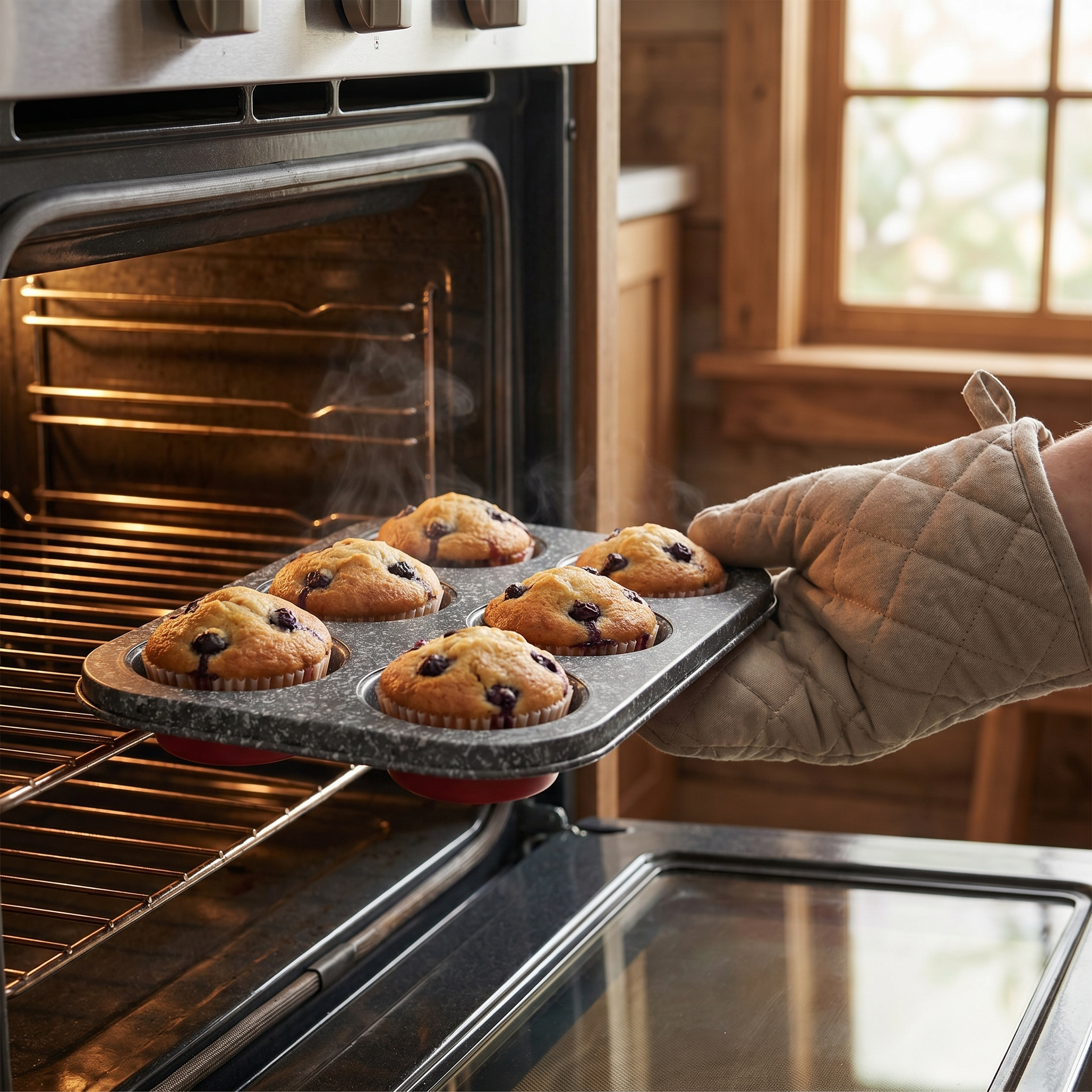 Tognana Non-Stick Carbon Steel 6-Cup Muffin Tray – Sweet Cherry Bakeware, Durable & Easy to Clean, PFOA-Free, Food Grade