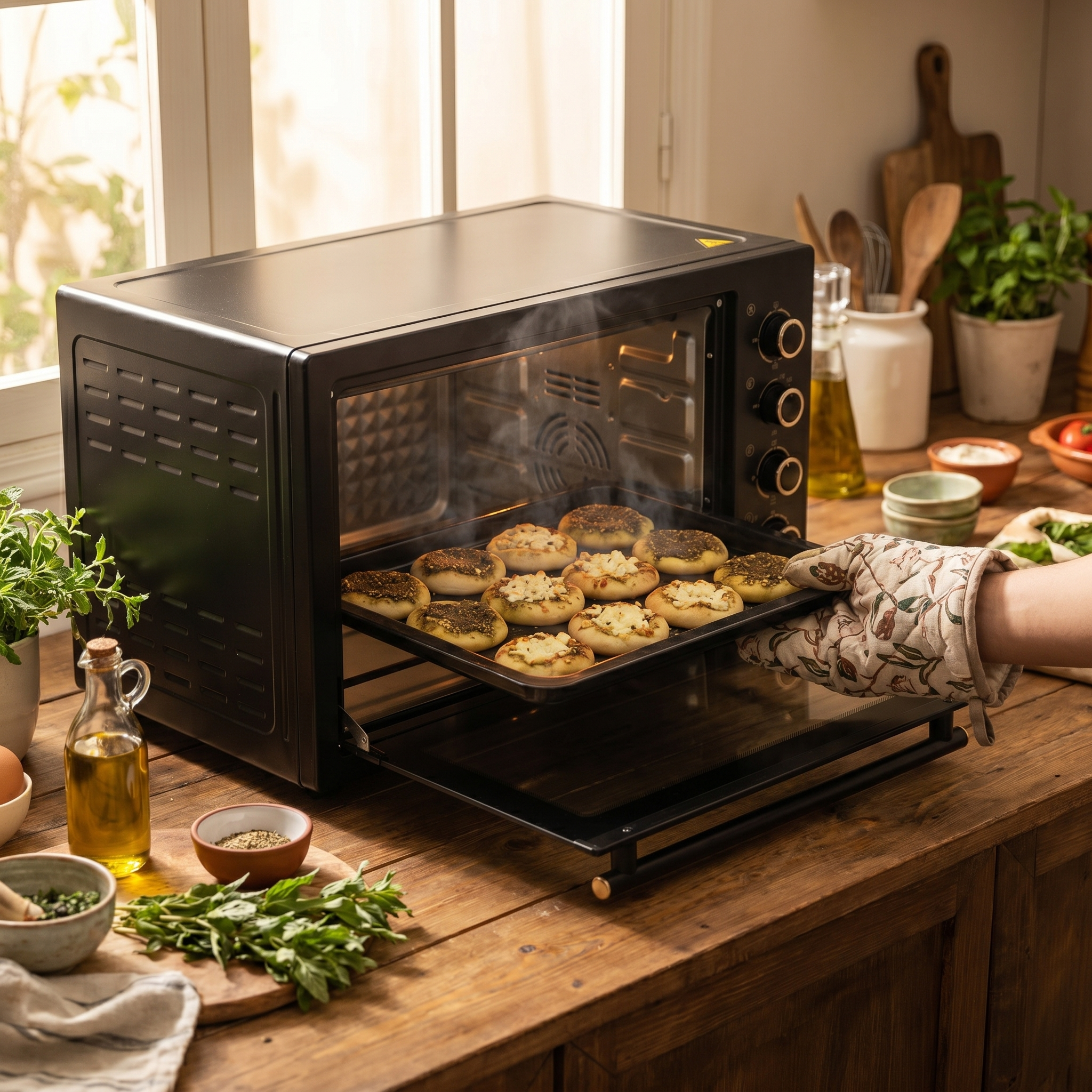 The Crownline EO-438 sitting on a kitchen counter during a family meal prep.