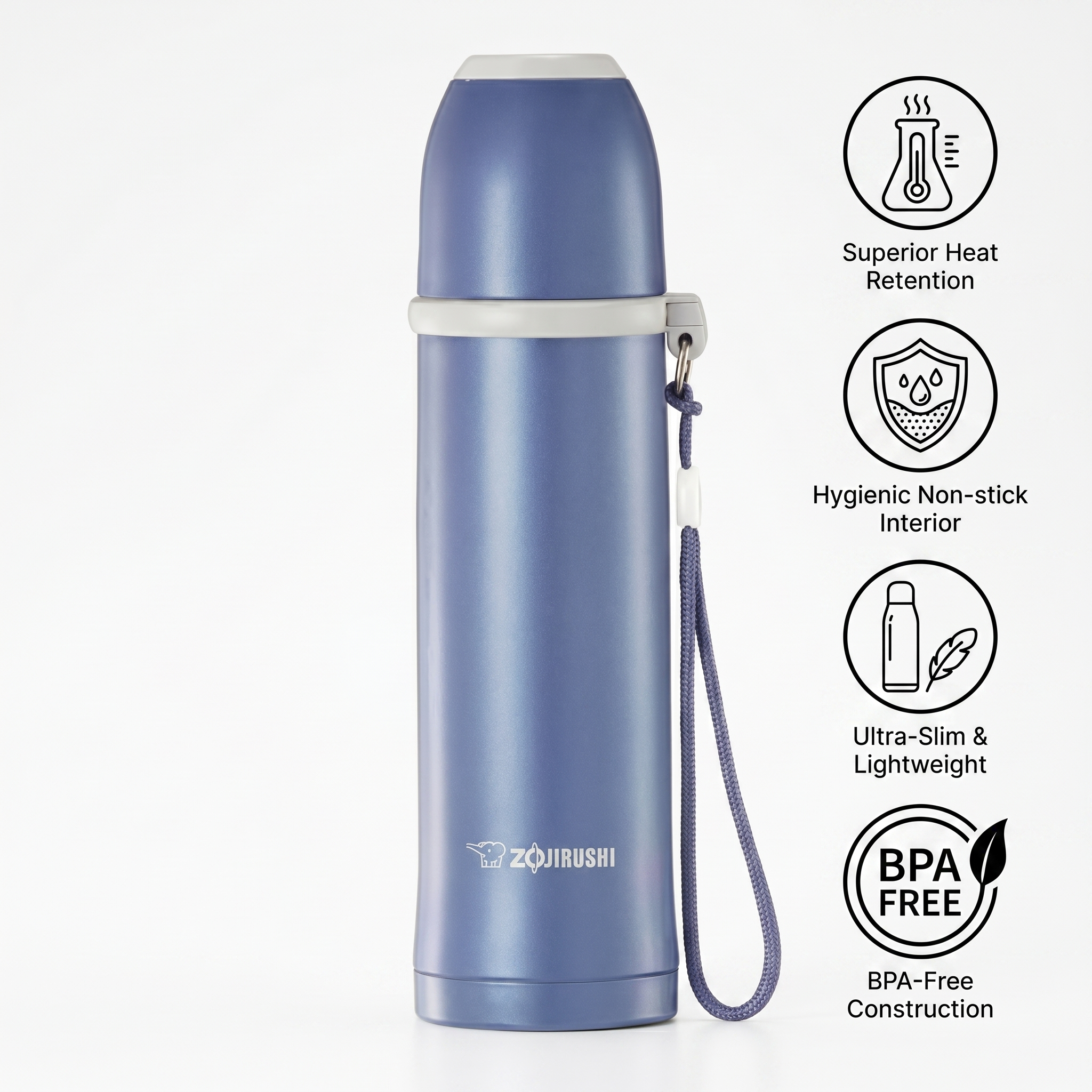Zojirushi SS-PCE25 Stainless Bottle with Cup - 250ml Blue