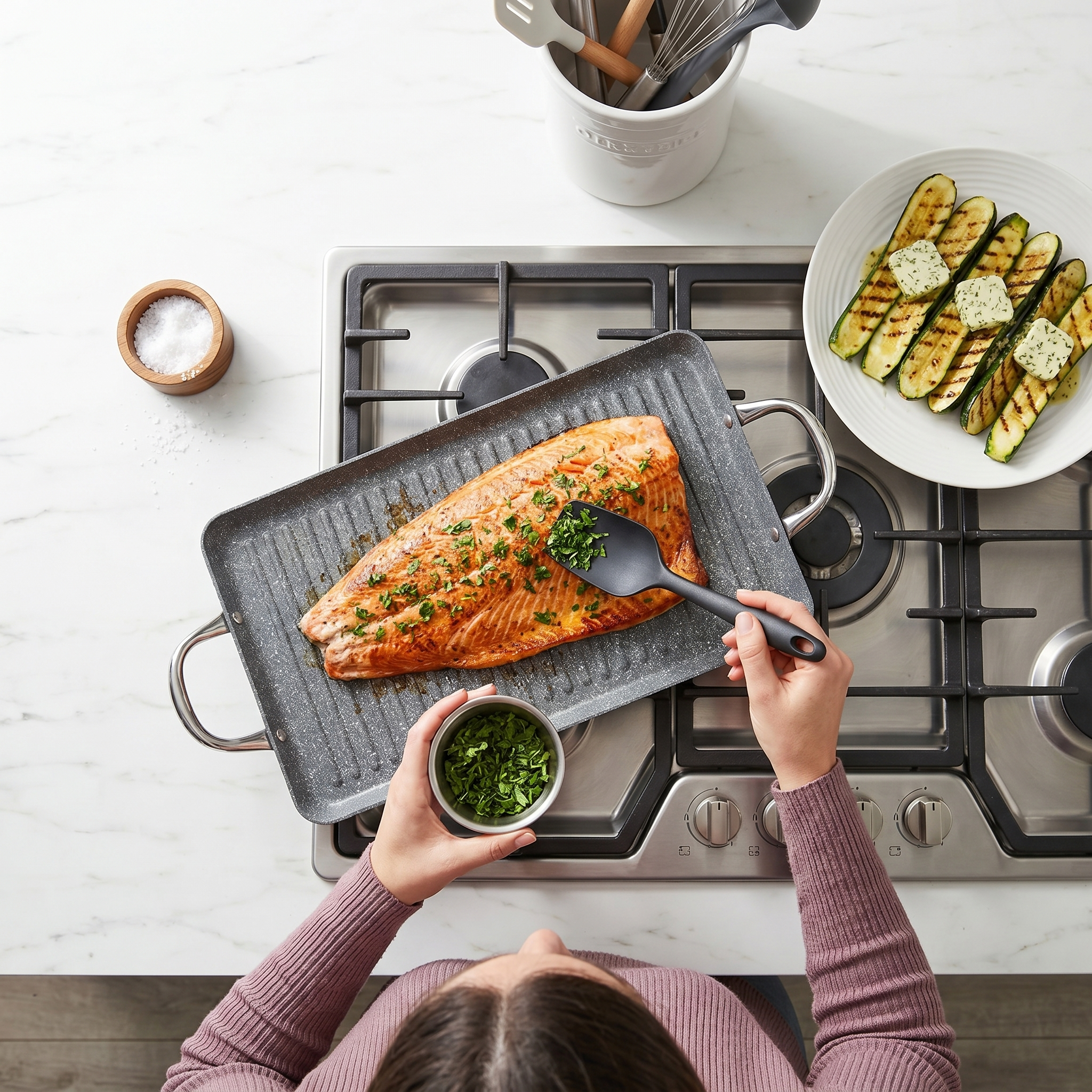 Tognana Mythos Marble Double Grill Pan 48x29cm | Non-Stick Italian Pan