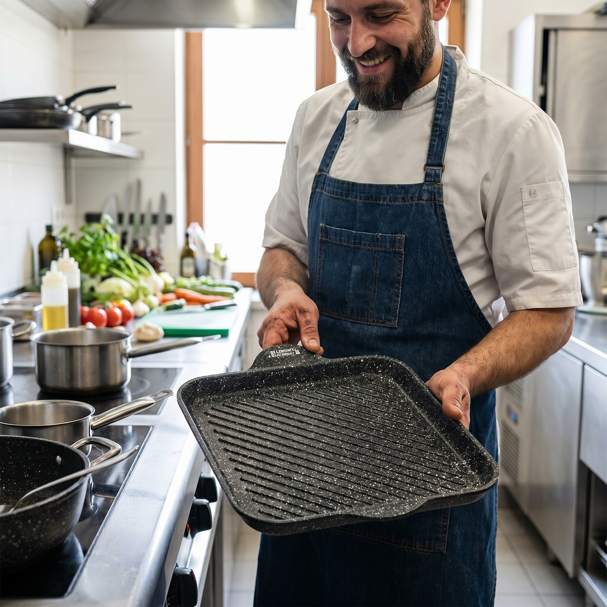 Rossetti Elementi Natura 35x25cm Griddle Pan with deep searing ridges.