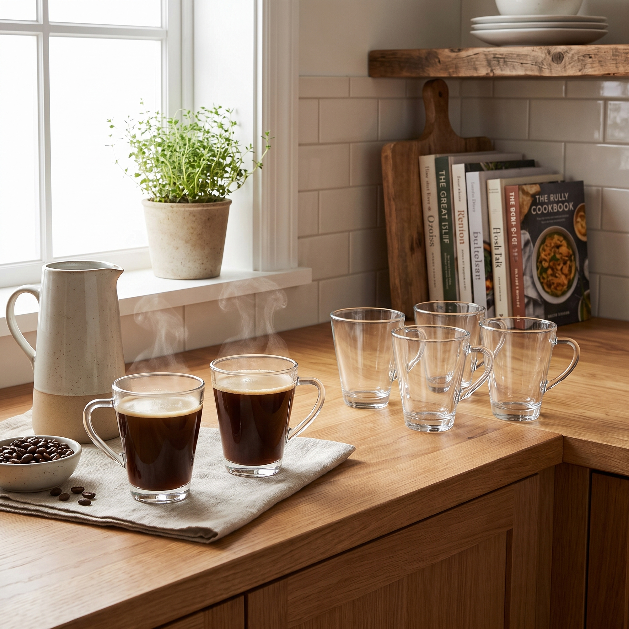 Pasabahce Penguen Glass Mug Set 6 Pieces Tea Coffee Cups Clear Glass