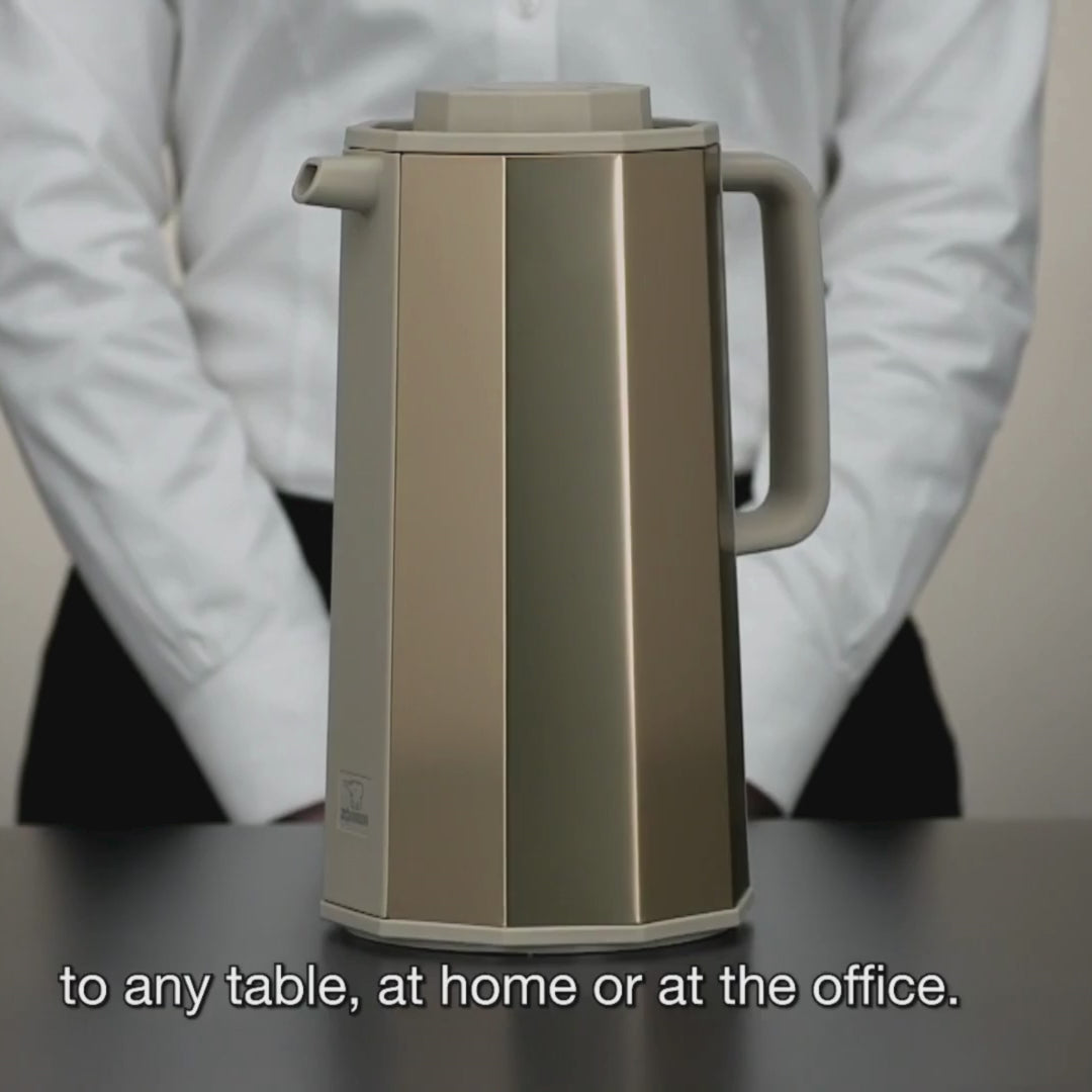 Load video: Zojirushi Glass Liner HANDY POT AH-EAE10 – Premium Glass Vacuum Carafe