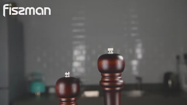 Load video: Fissman Pepper mill 16x5 cm (rubber wood body with stainless steel grinder)
