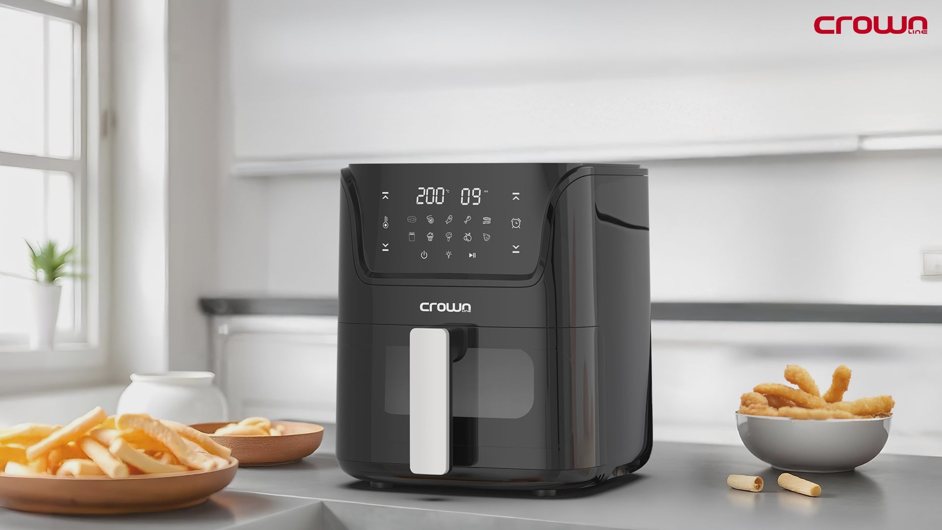 Load video: Crownline AF-397 Air Fryer  5.5L ( Digital Control )