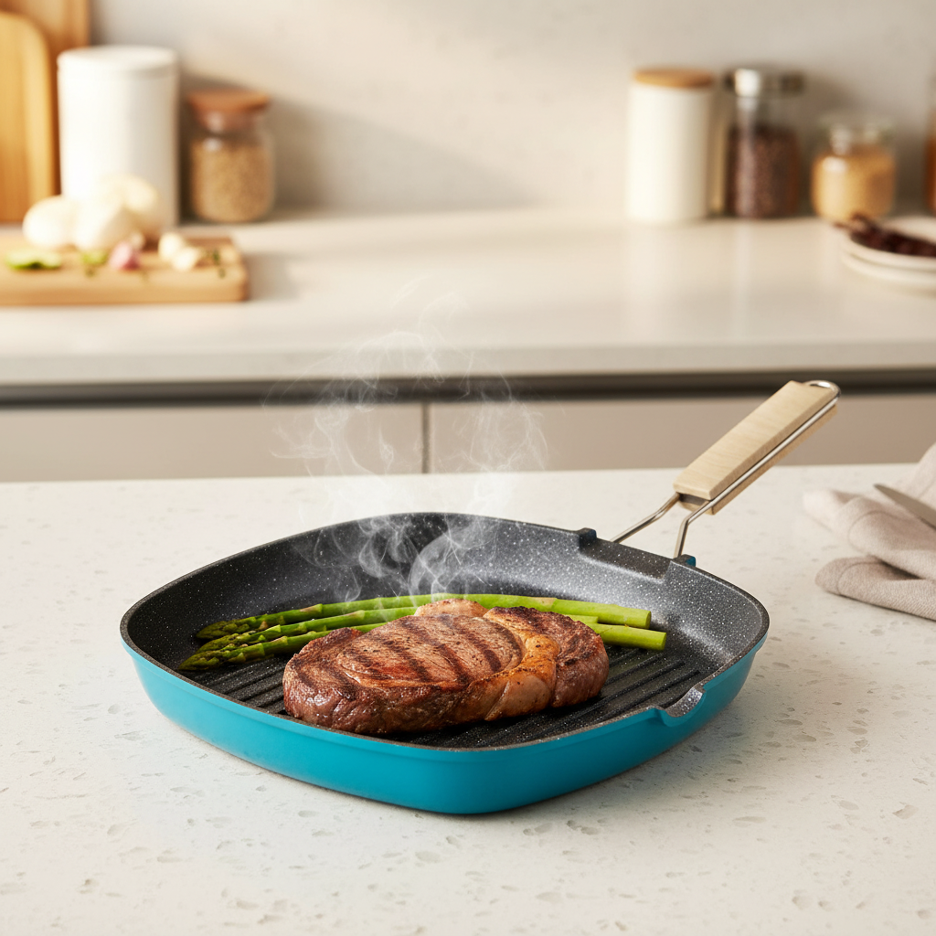 Tognana Vintage Line Square Grill Pan with Foldable Handle 28x28 cm – Multicolor